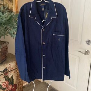 New Ralph Lauren Mens Blue 100% Cotton Polo Shirt Long Sleeve Sz M